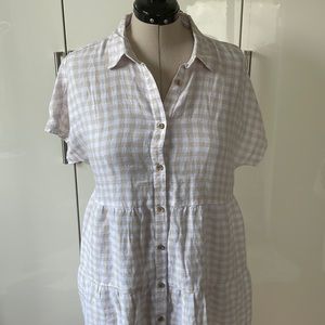 Cynthia Rowley 100% Linen Dress in  White/Beige Size-Large NWT